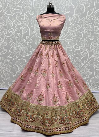 Pink Silk Sequins Lehenga Choli
