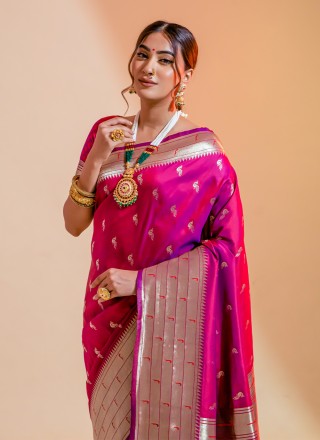 Pink Silk Traditional Saree