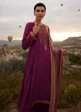 Pink Silk Woven Work Palazzo Salwar Suit for Women