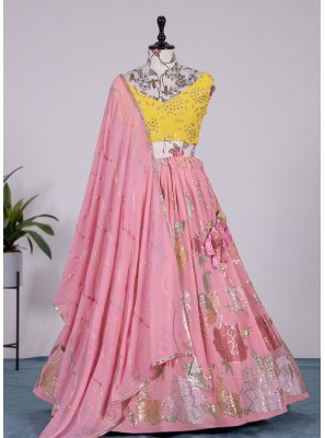 Pink Thread Long Choli Lehenga