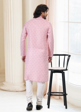 Pink Thread Work Mehndi Kurta Pyjama