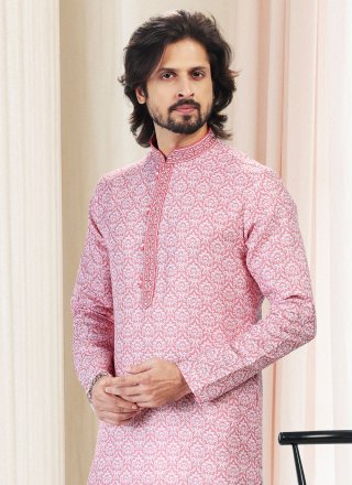 Pink Thread Work Mehndi Kurta Pyjama