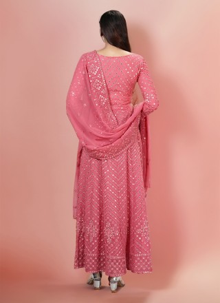 Pink Thread Work Trendy Gown