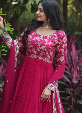 Pink Viscose Party Gown