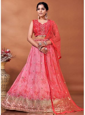 Pink Viscose Readymade Lehenga Choli