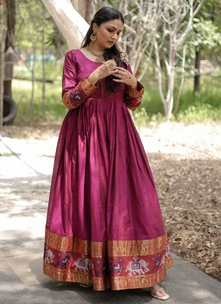 Pink Weaving Trendy Gown
