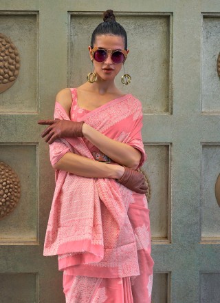 Pink Weaving Trendy Saree