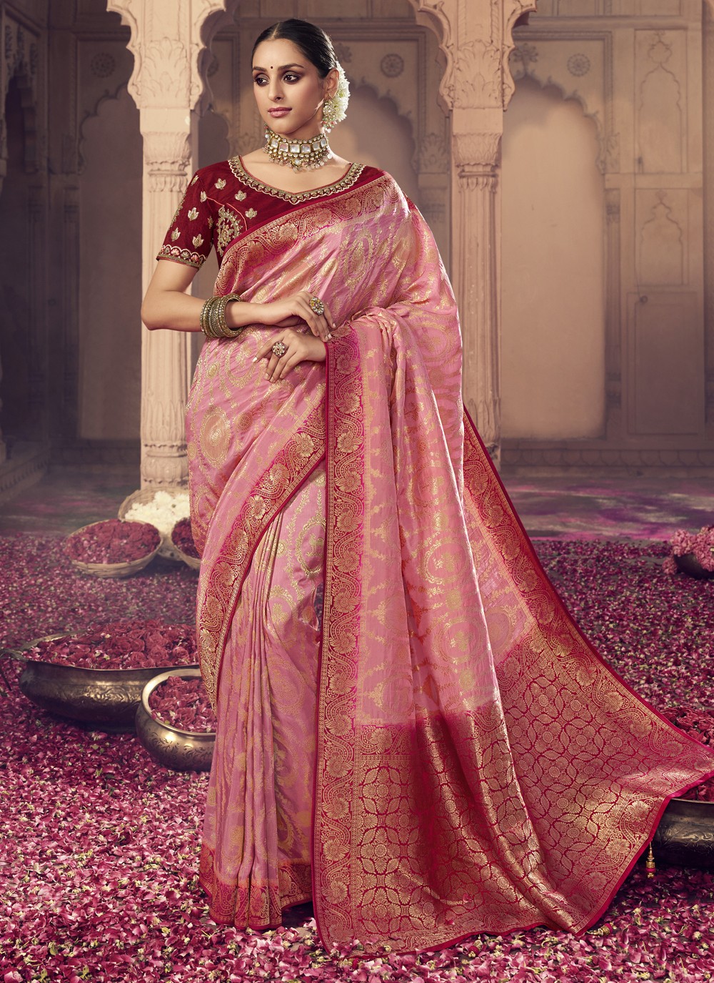 Buy Pink Wedding Saree for Women Online from India's Luxury Designers 2023