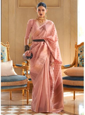 Pink Zari Tissue Trendy Saree