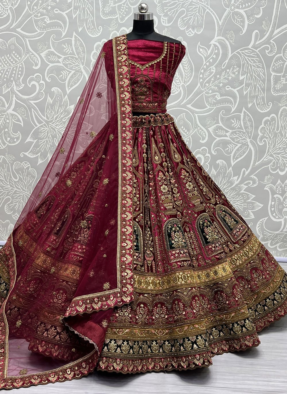 Zardozi Fashion Farrukhabad - Rani Color Bridal Lehenga Customized Bridal  Lehenga Customize on order any color any fabric any size as per your choice  We make pure Zardozi handwork Bridal and Non