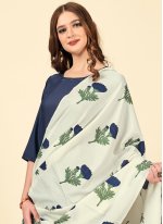 Plain Blue Cotton Readymade Salwar Kameez