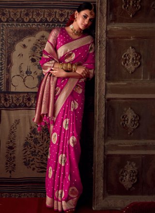 Pleasance Rani Banarasi Silk Trendy Saree with Weaving Work