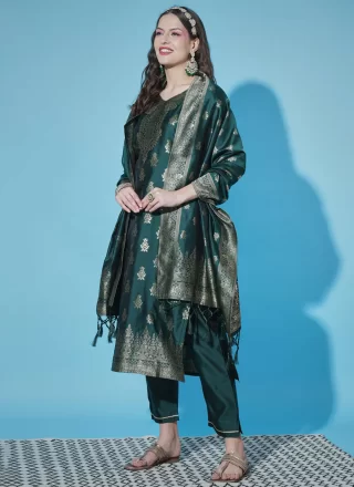Prime Green Cotton Silk Readymade Salwar Suit