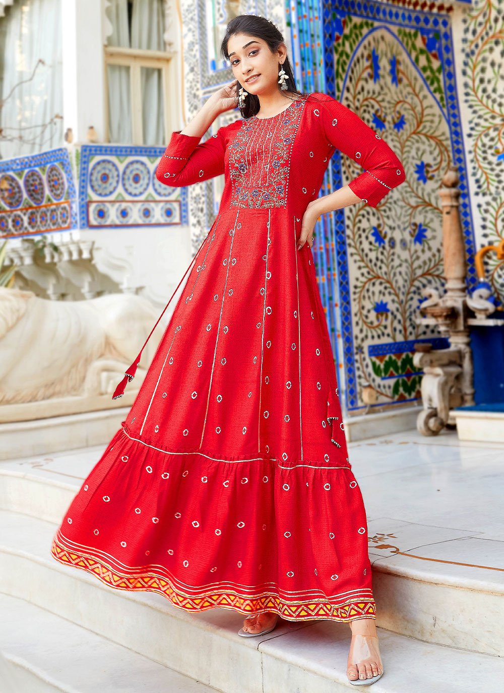 Print Red Trendy Gown