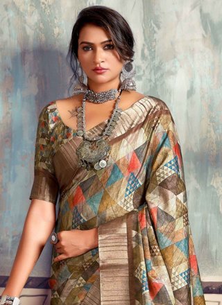 Print Silk Contemporary Style Saree