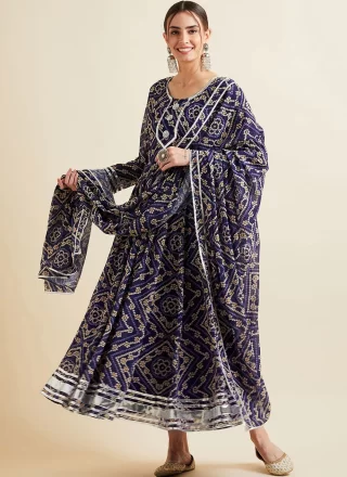 Print Work Georgette  Designer Gown In Multi Colour