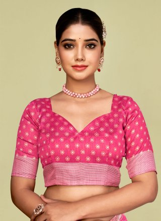 Print Work Tussar Silk Casual Sari In Pink
