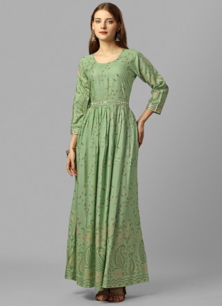 Printed Casual Floor Length Gown