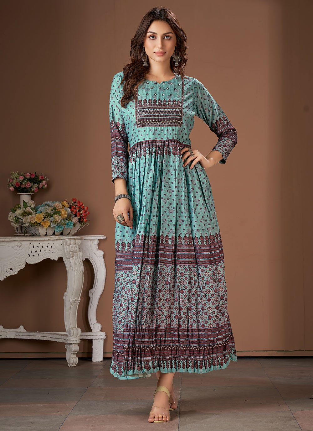 Shop Printed Ceremonial Party Wear Kurti Online 256536 Kurtis