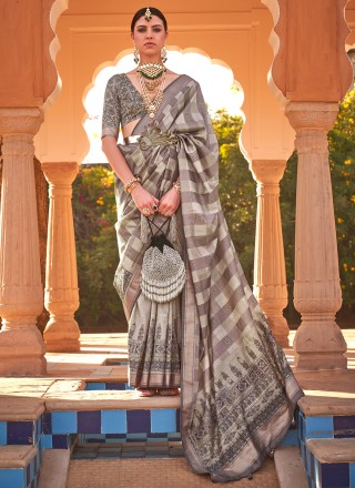 $52 - $64 - Kanchipuram Silk Digital Print Saree and Kanchipuram Silk  Digital Print Sari Online Shopping