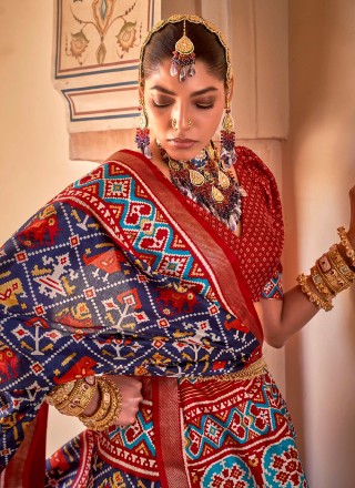 Printed Patola Silk  Saree in Multi Colour