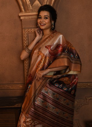 Printed Tussar Silk Classic Saree