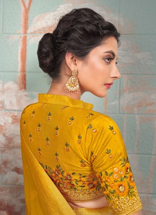 pure-dola Yellow Contemporary Style Saree