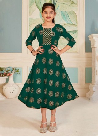 Pure Georgette Gown  in Green