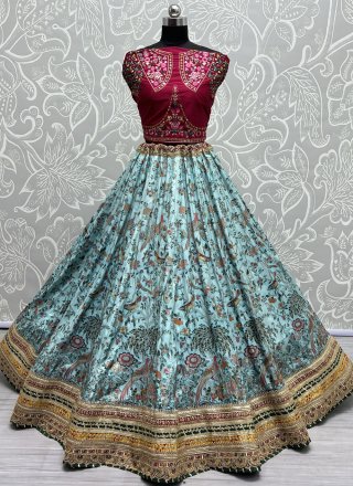 Pure Silk Lehenga Choli In Aqua Blue