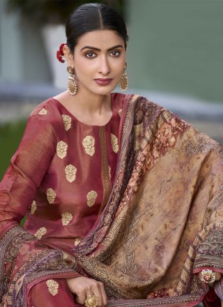 Pure Silk Salwar Suit with Jacquard Work
