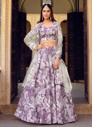 Senhora KB-1057-H Purple Semi Stitched Net Embroidered Bridal Lehenga