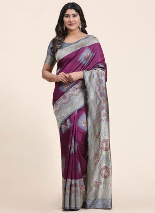 Purple Art Banarasi Silk Trendy Saree