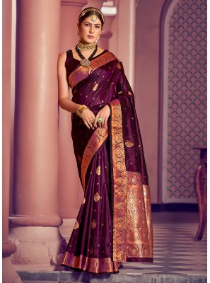 Purple Banarasi Silk Weaving Classic Designer Saree