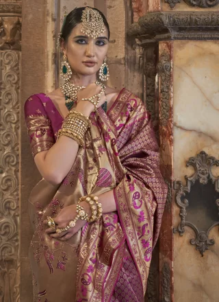 Purple Banarasi Silk Weaving Work Traditional Saree for Women