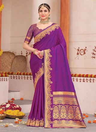 Purple Color Contemporary Saree