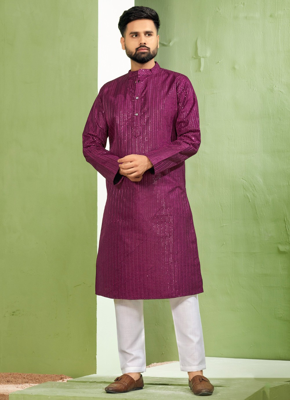 Purple Color Kurta Pyjama buy online