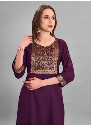 Purple Cotton Ceremonial Designer Salwar Suit