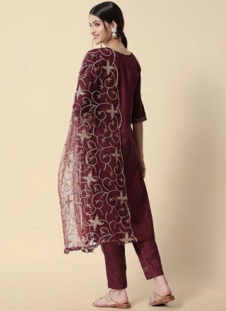 Purple Cotton Readymade Salwar Suit