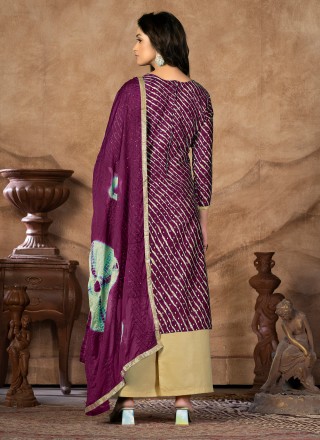 Purple Cotton Trendy Salwar Kameez