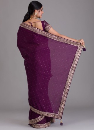 Purple Dori Work Art Silk Trendy Saree