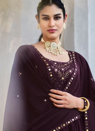 Purple Embroidered Palazzo Salwar Suit