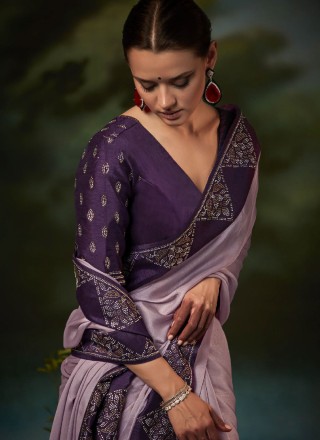 Purple Fancy Trendy Saree