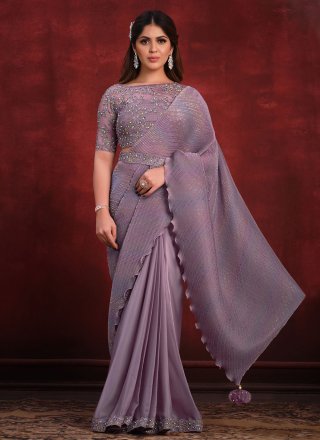 Thiya Tharan | Purple saree . | Instagram