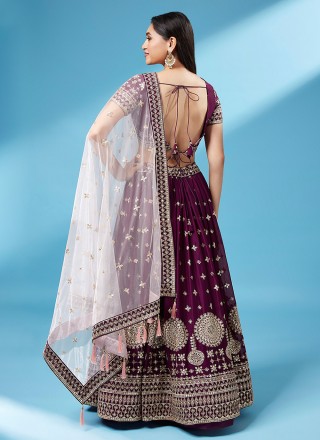 Purple Georgette Designer Lehenga Choli