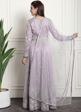 Purple Net Trendy Salwar Suit