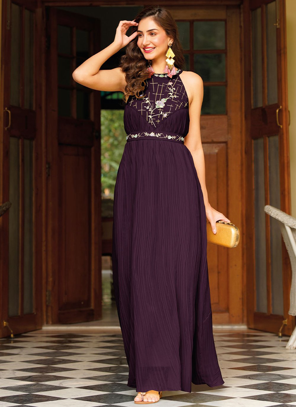 Purple Party Georgette Gown 