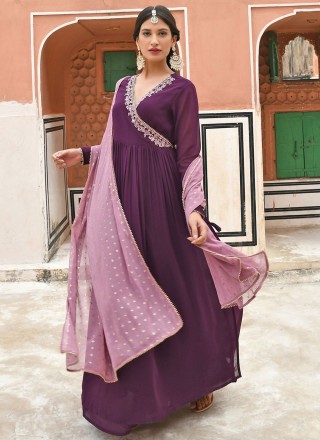 Purple Party Readymade Gown