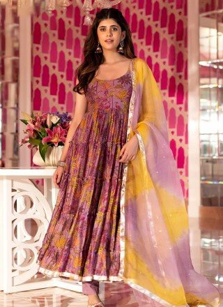 Purple Readymade Anarkali Salwar Suit