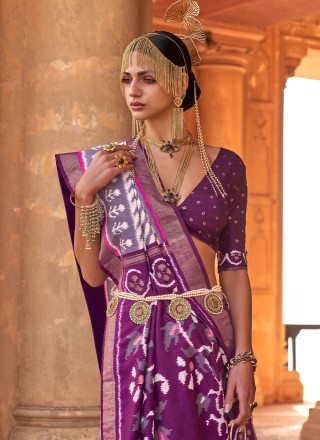 Purple Reception Silk Trendy Saree