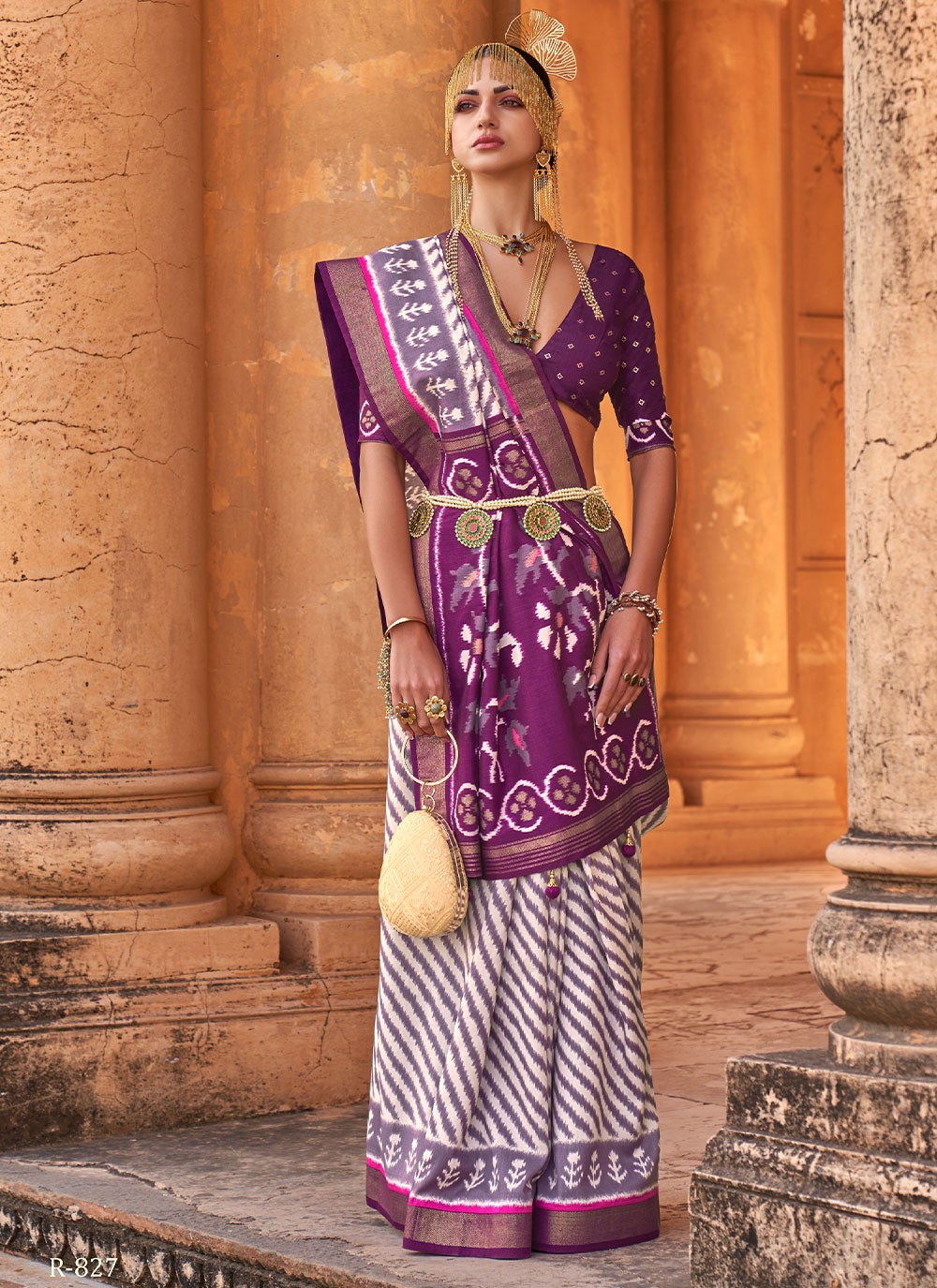 Buy hathdora creation Woven Kanjivaram Jacquard Purple Sarees Online @ Best  Price In India | Flipkart.com